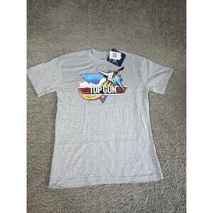 Top Gun Shirt Mens M Gray Jet Logo Graphic Crew Neck Tagless Cotton Tee